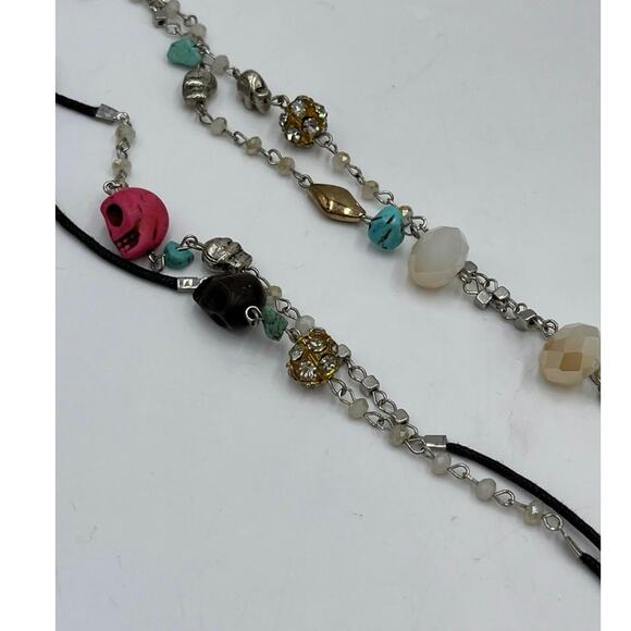 Silver Tone Black Cord
Multicolor Skull Mixed Media Edgy Gothic Necklace - Picture 8 of 8